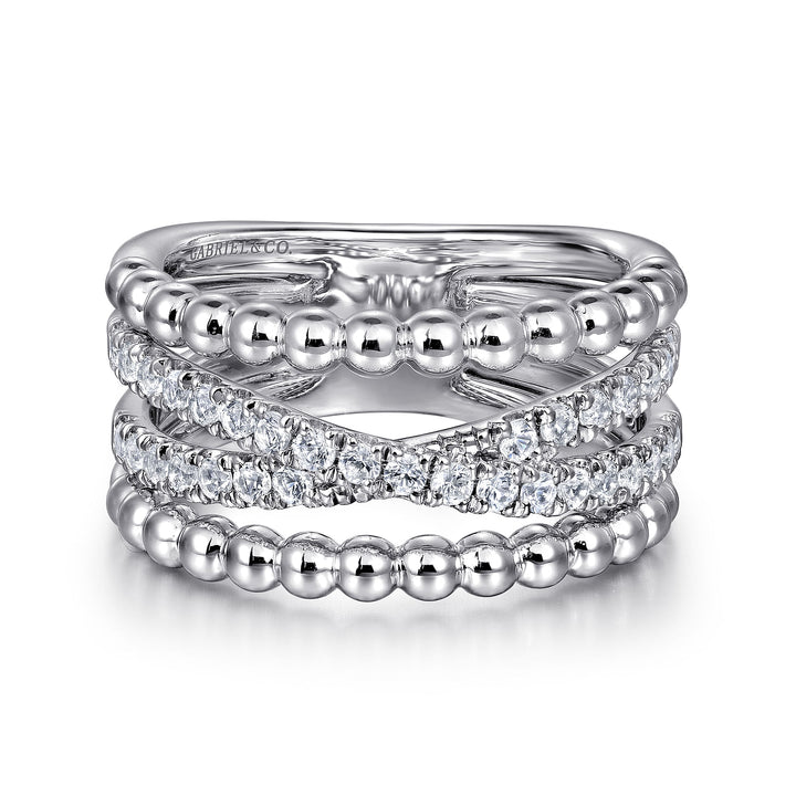 Gabriel & Co. Sterling Silver Criss-Cross Multirow Ring With White Sapphires