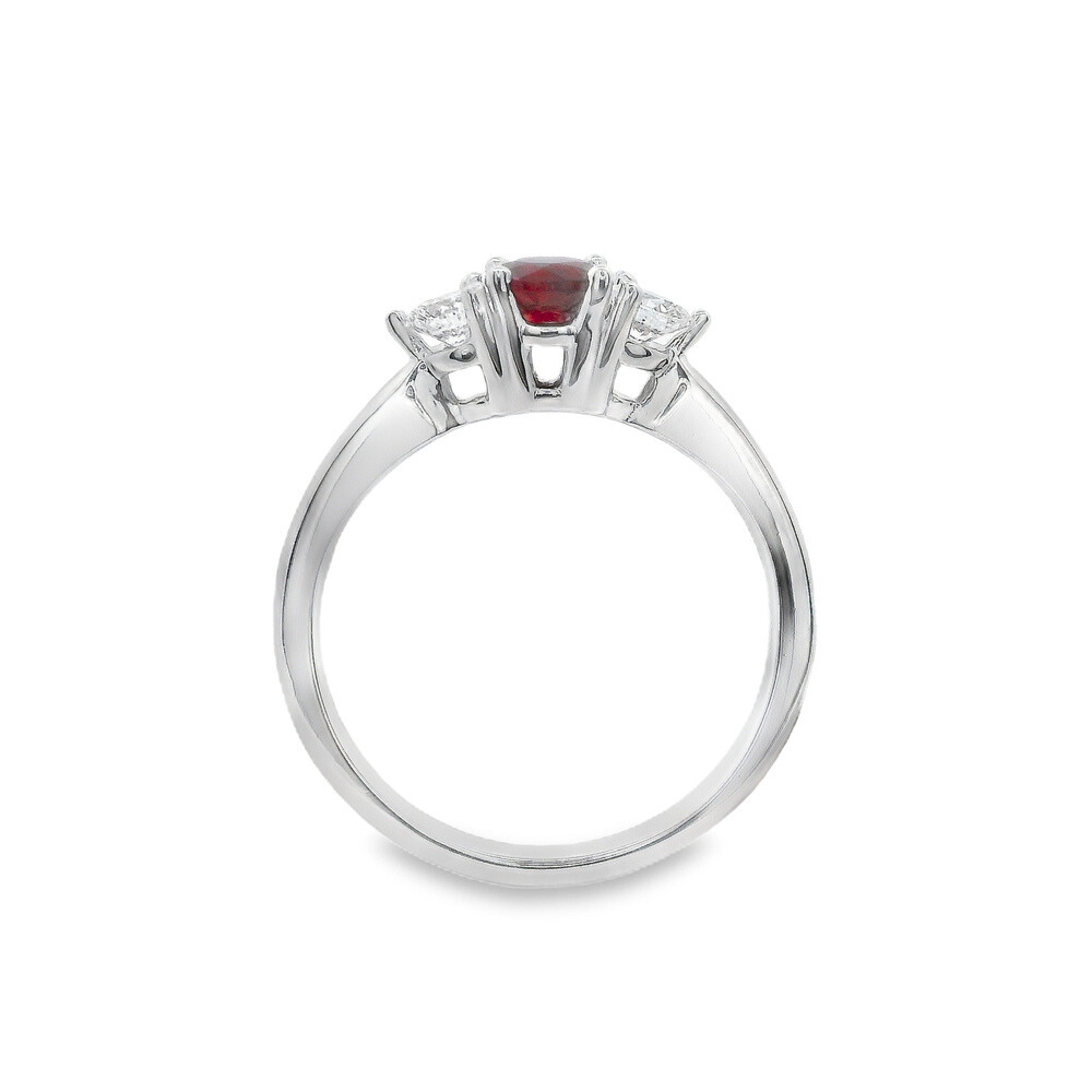 14K White Gold 0.50 CTW Ruby And 0.28 CTW Diamond Ring