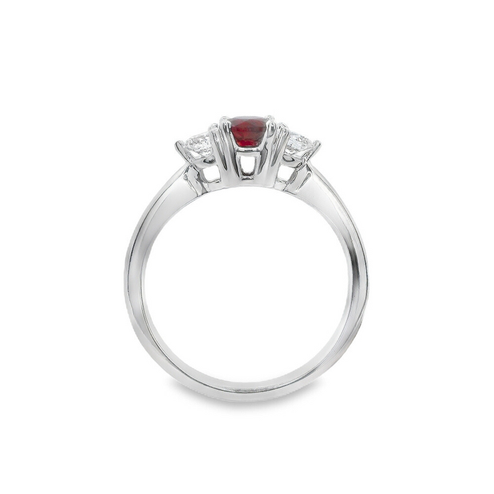 14K White Gold 0.50 CTW Ruby And 0.28 CTW Diamond Ring