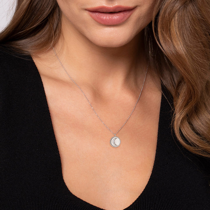 Sterling Silver Gabriel & Co. Diamond Bujukan Moon Medallion Necklace