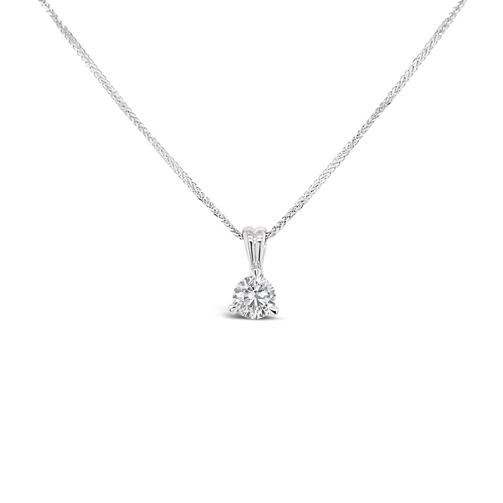 14K White Gold Diamond Solitaire Necklace