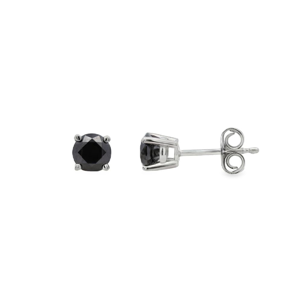 14K White Gold 0.80 CTW Black Diamond Stud Earrings