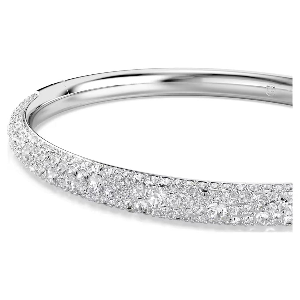Swarovski Sublima Rhodium Plated Bangle With Clear Crystals