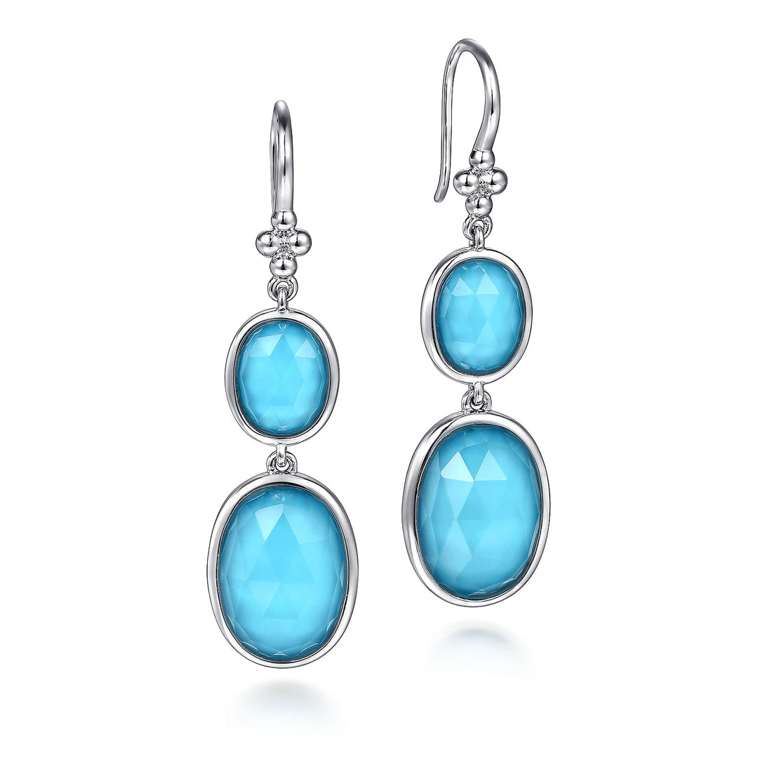 Sterling Silver Gabriel & Co. Dangle Earrings With Rock Crystals And Turquoise Stones