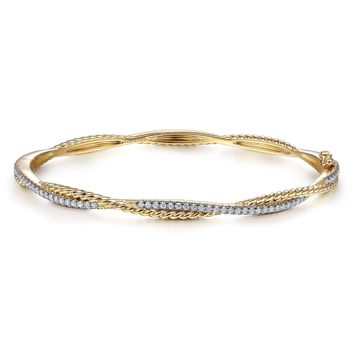 14K Two-tone Gold Gabriel & Co. 6.5" 0.43 CTW Diamond Twisted Rope Bracelet