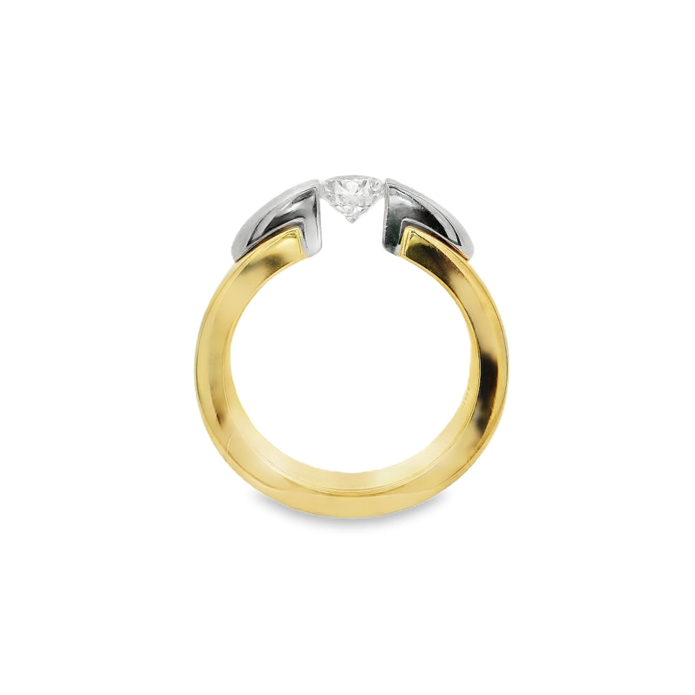 18K Yellow Gold & Platinum Round 0.53 CT Solitaire Diamond Engagement Ring