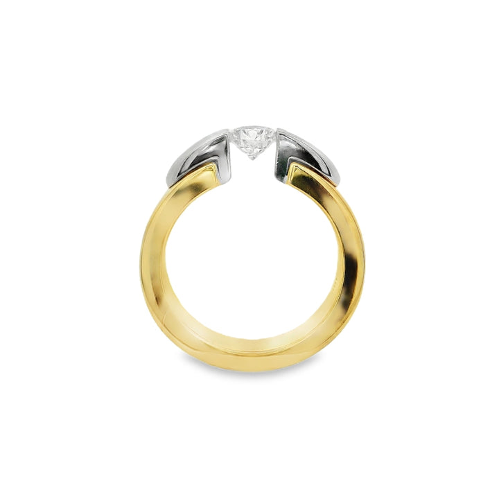18K Yellow Gold & Platinum Round 0.53 CT Solitaire Diamond Engagement Ring