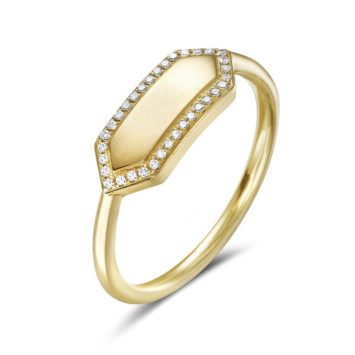 14K Yellow Gold Bassali Jewelry 0.08 CTW Diamond Set Woman's Ring
