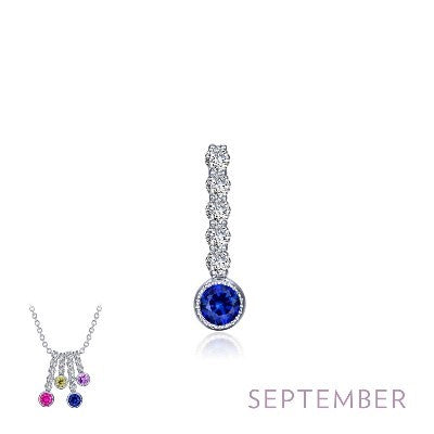 Sterling Silver Lab Created Blue Sapphire And Cubic Zirconia Pendant