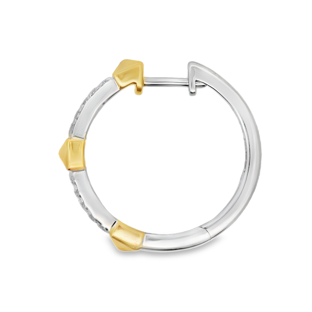 18K White And Yellow Gold 0.39 CTW Diamond Hoop Earrings