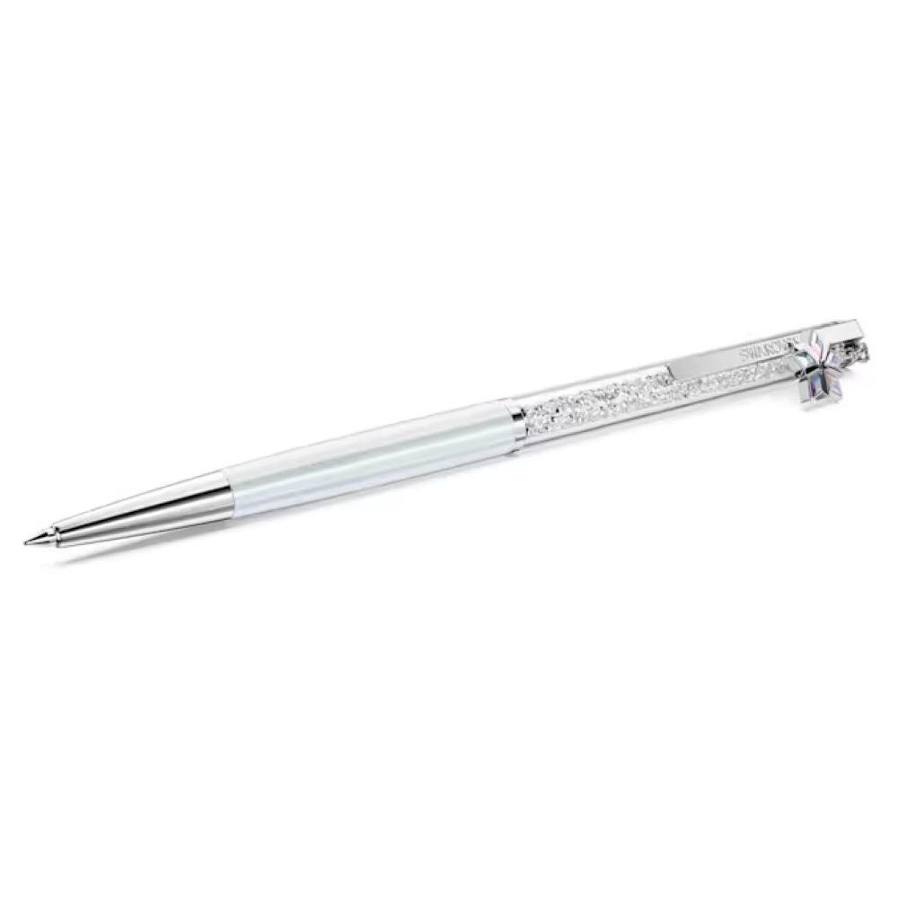 White Lacquered Swarovski Pen With Crystals And Snowflake Dangle