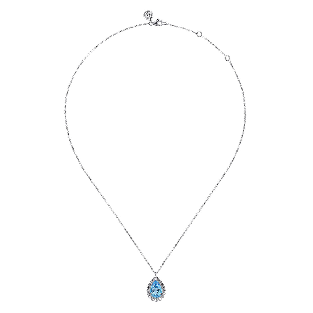 Gabriel & Co. Sterling Silver Teardrop Necklace With Swiss Blue Topaz