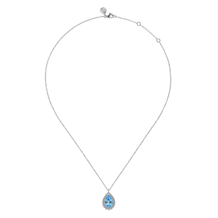Gabriel & Co. Sterling Silver Teardrop Necklace With Swiss Blue Topaz