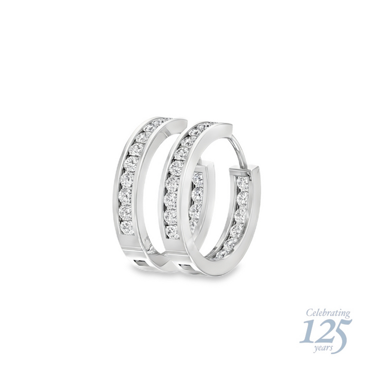 14K White Gold J.H. Young 125th Anniversary 1.26 CTW Diamond Hoop Earrings
