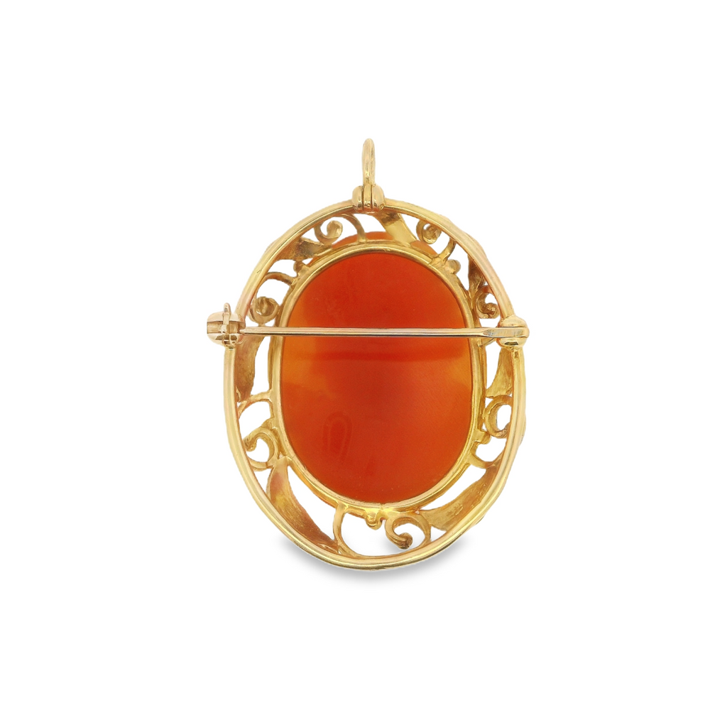 Estate - 10K Yellow Gold Cameo Brooch/Pendant