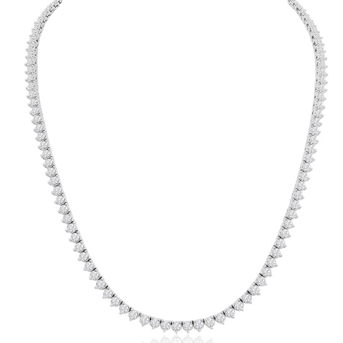 14KT White Gold Riviera Style Diamond Set 15" Necklace