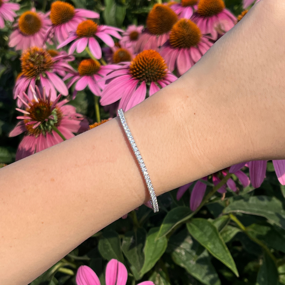 14K White Gold 4.72 CTW LAB Grown Diamond Flexible Bangle Tennis Bracelet