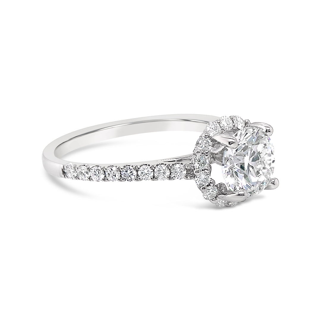 14K White Gold Halo Design 0.39 CTW Diamond Set Semi-Mount Engagement Ring