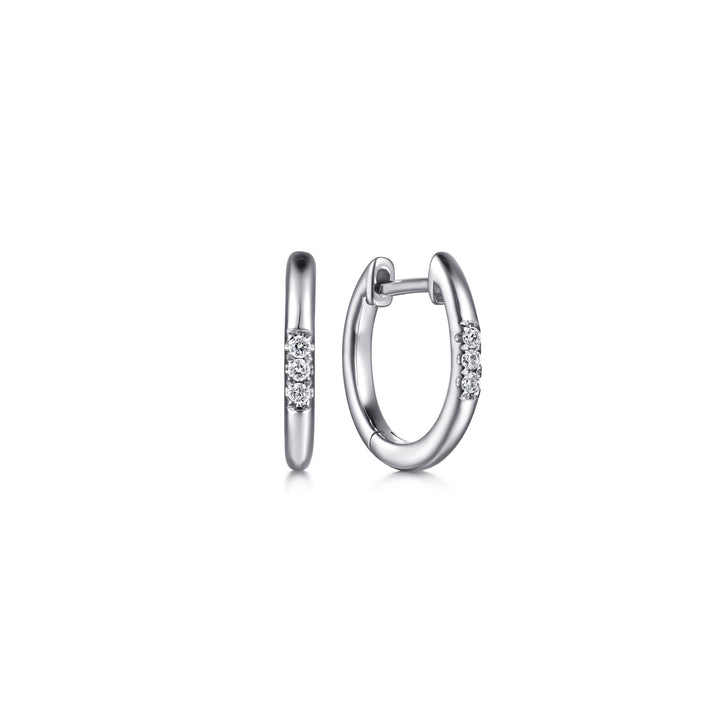 Sterling Silver Gabriel & Co. Huggie Earrings With Diamonds