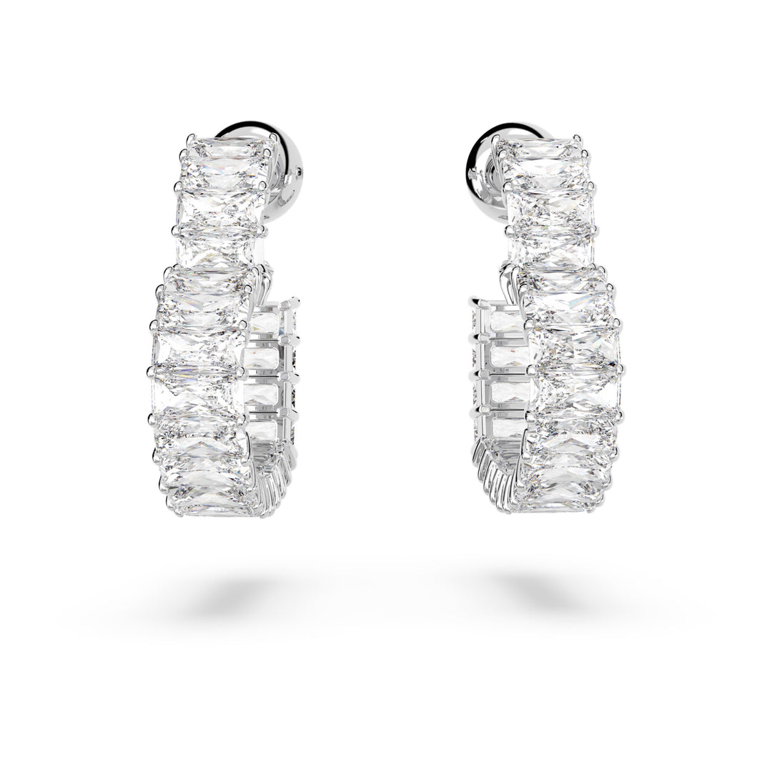 Swarovski Matrix Rhodium Plated Hoop Earrings With Clear Zirconia's 5653170