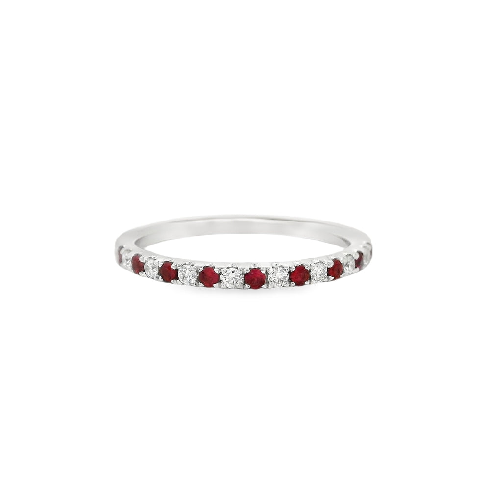 18K White Gold 0.11 CTW Ruby And 0.11 CTW Diamond Ring