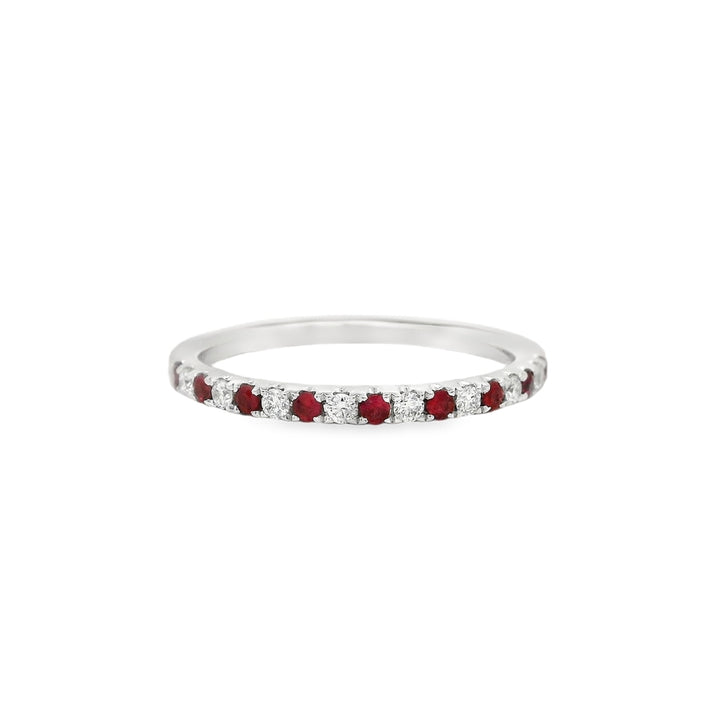 18K White Gold 0.11 CTW Ruby And 0.11 CTW Diamond Ring