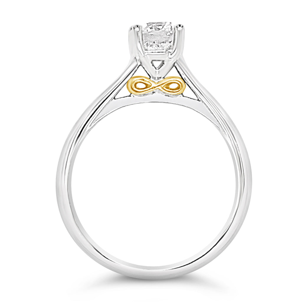 14K White With Yellow Gold Solitaire 4-Claw Mount (420-00086)