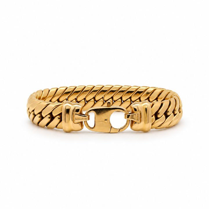 Estate - 14 Karat Yellow Gold Hollow Tight Curb Link 7.25" Bracelet