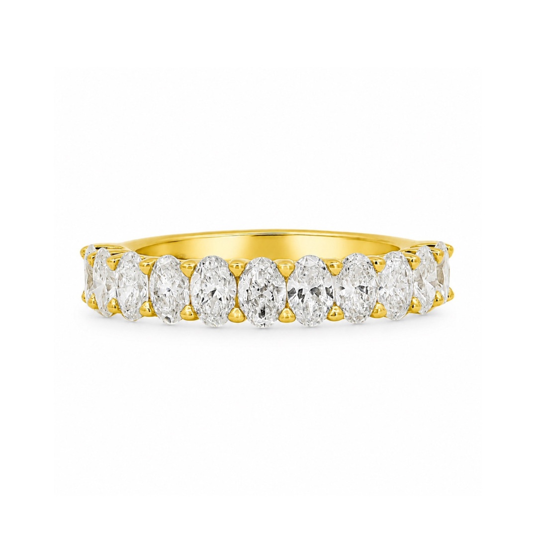 14K Yellow Gold Oval LAB Diamond Women's Wedding Band