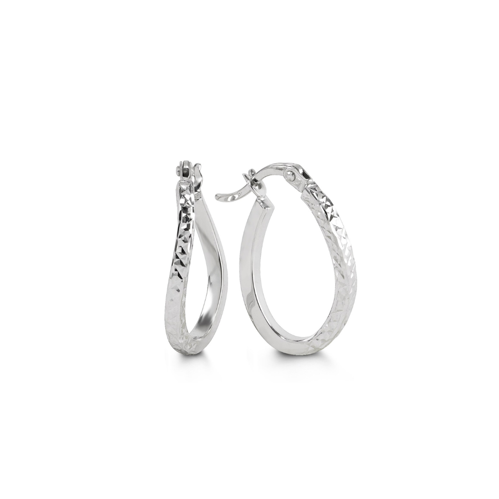 Women's 10K White Gold Small Oval Hoop Earrings