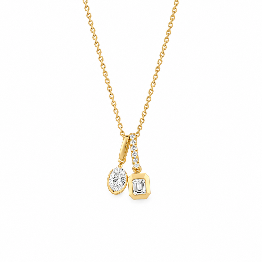 14K Yellow Gold 0.49 CTW Diamond Double Pendant Complete With 18" Chain