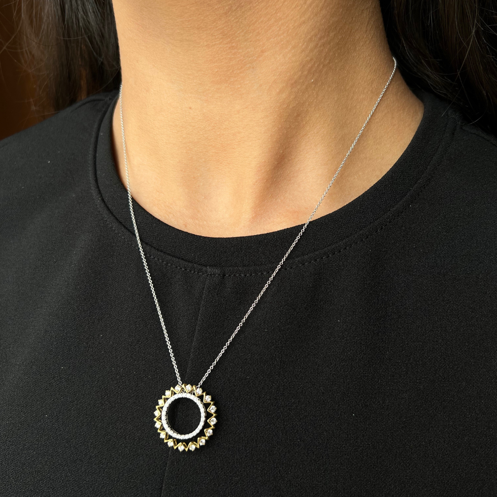 Women's 18K Two-tone Gold Simon G. 0.74 CTW Diamond Circle Pendant