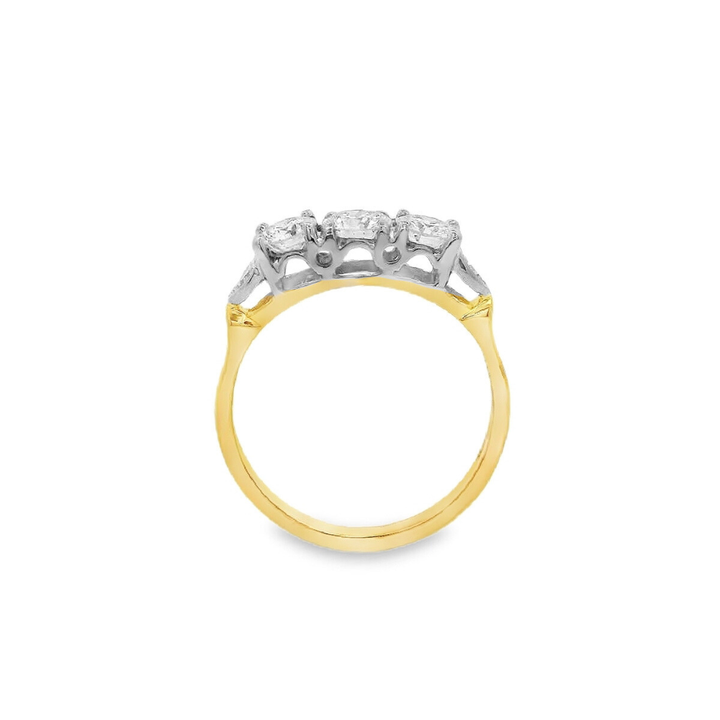 Estate - 18K Yellow And White Gold 0.96 CTW Diamond Ring, Size 6.5