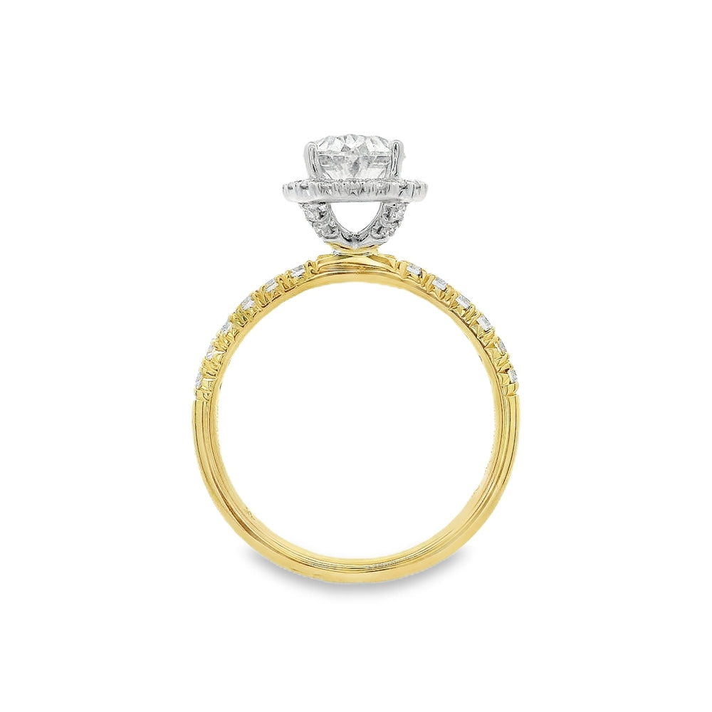 Women's 18K Yellow And White Gold Halo 0.45 CTW Diamond Semi-Mount Engagement Ring