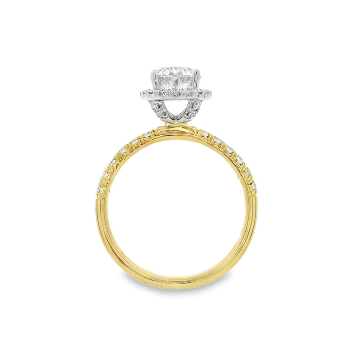 Women's 18K Yellow And White Gold Halo 0.45 CTW Diamond Semi-Mount Engagement Ring