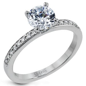 18K White Gold Round Brilliant Cut 0.15 CTW Diamond Set Semi-Mount Engagement Ring