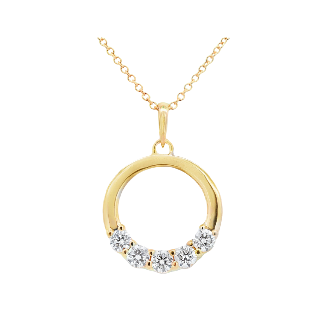 14K Yellow Gold  0.52 CTW Diamond Circle 18" Necklace