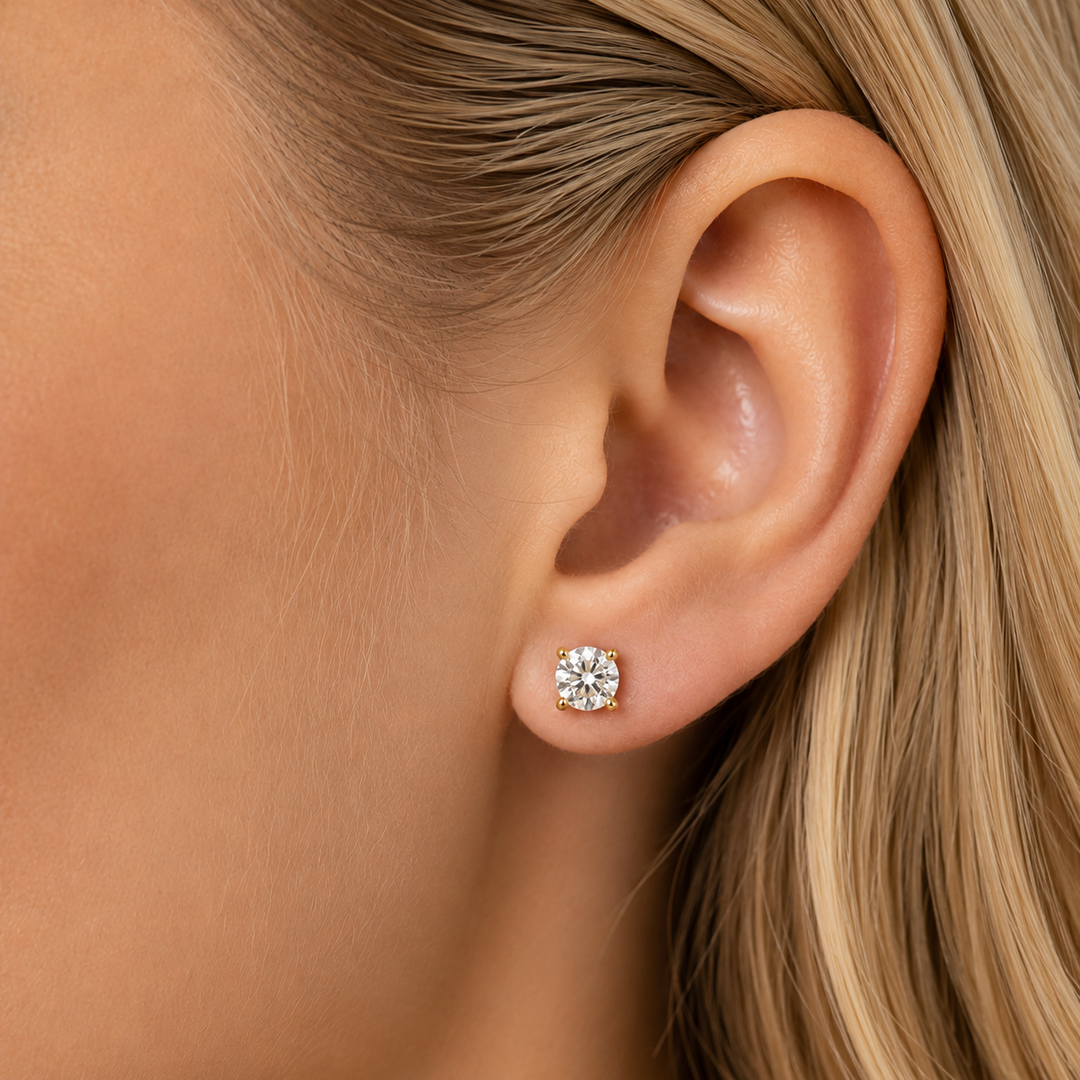 14K Yellow Gold 1.00ctw LAB Grown Diamond Stud Earrings