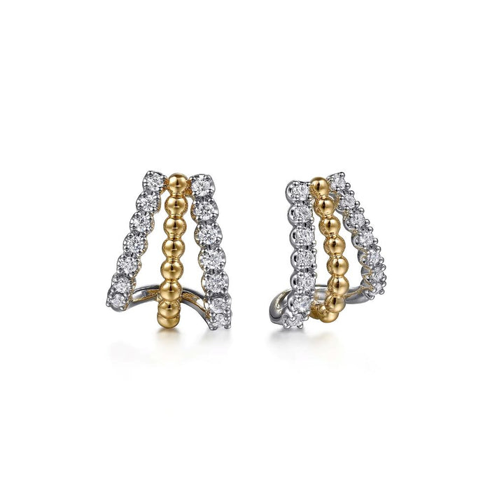 14K White And Yellow Gold Earrings 0.35 CTW Diamond Earrings