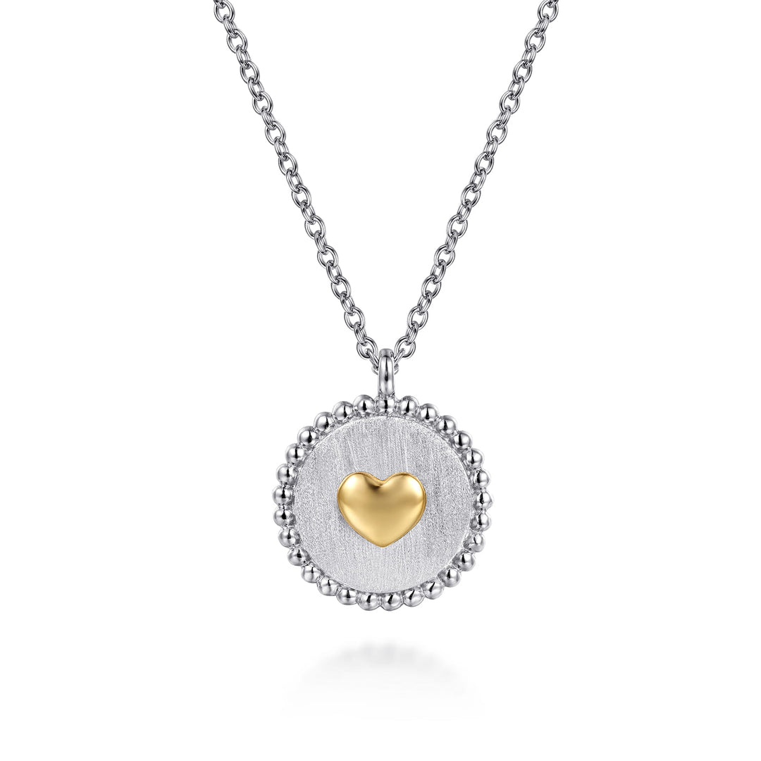 14K Yellow Gold & Sterling Silver  Gabriel & Co Bujukan Heart Medallion Necklace