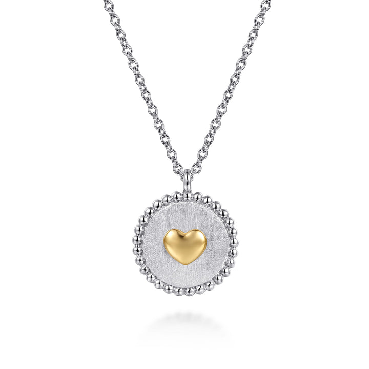 14K Yellow Gold & Sterling Silver  Gabriel & Co Bujukan Heart Medallion Necklace