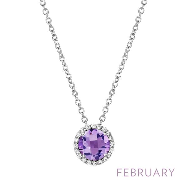 Lafonn Silver Birthstone - February Halo Pendant With Amethyst