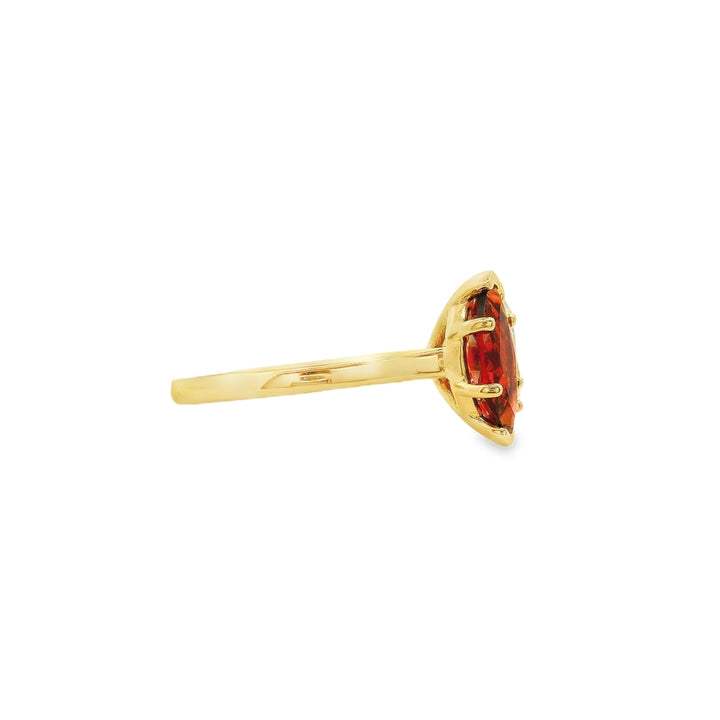 14K Yellow Gold 10x5mm Garnet And 1.01ct LAB GROWN Diamond Ring