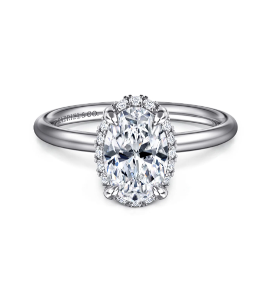Women's 14K White Gold Hidden Halo 0.09 CTW Diamond Semi-Mount Engagement Ring