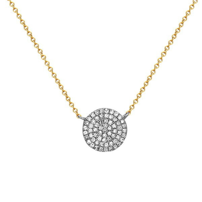 14K Two-tone Gold Bassali Jewelry Circular 0.21 CTW Diamond Necklace With 18" Chain