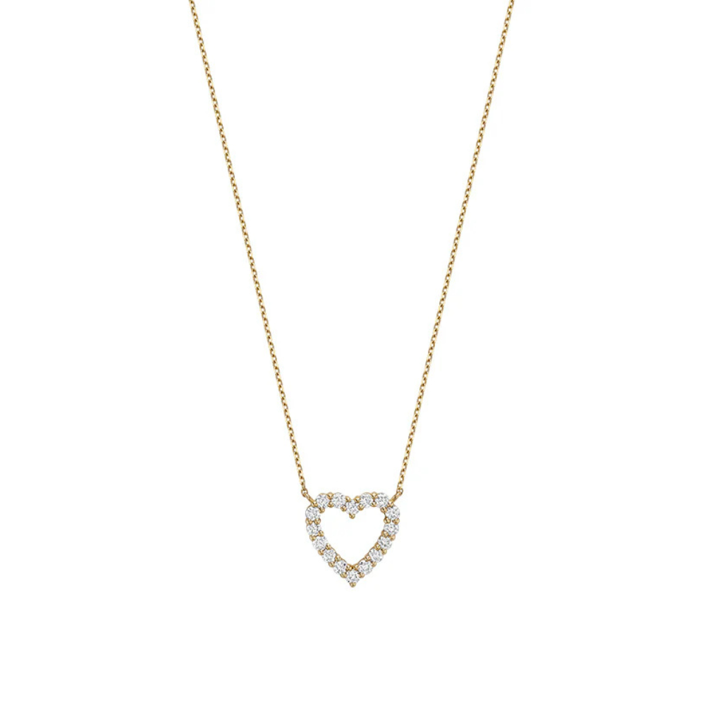 14K Yellow Gold 0.40 CTW Diamond Heart Necklace With 18" Chain