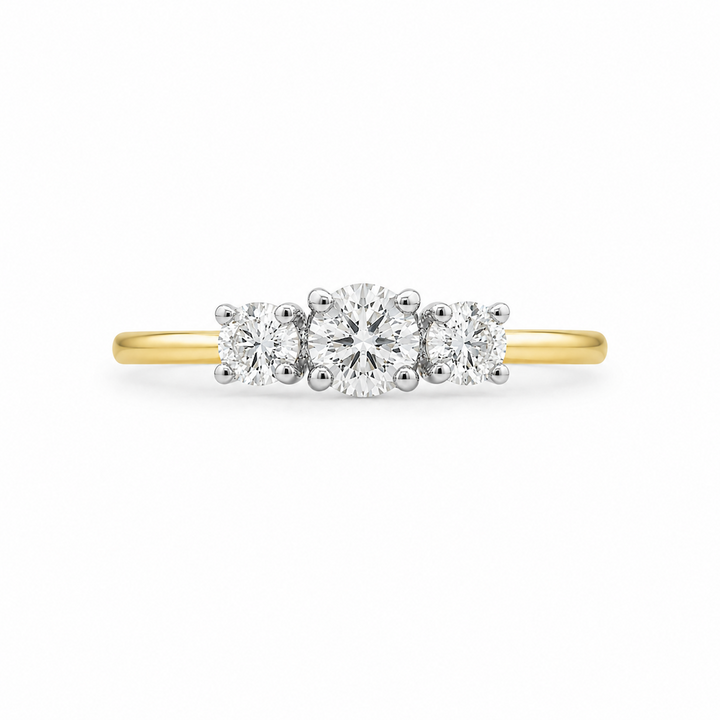 14K Yellow And White Gold Three Stone 0.78 CTW Diamond Engagement Ring