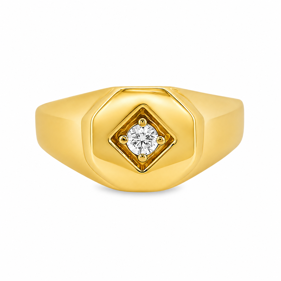 Estate - 14K Yellow And White Gold 0.14 CTW Diamond Men's Ring Size 12.5