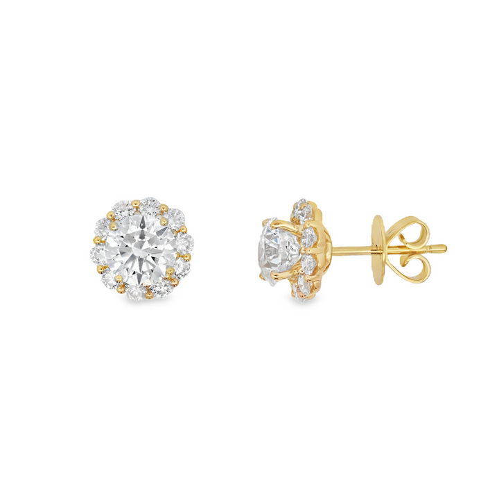 18K Yellow Gold 2.82 CTW Diamond Stud Earrings