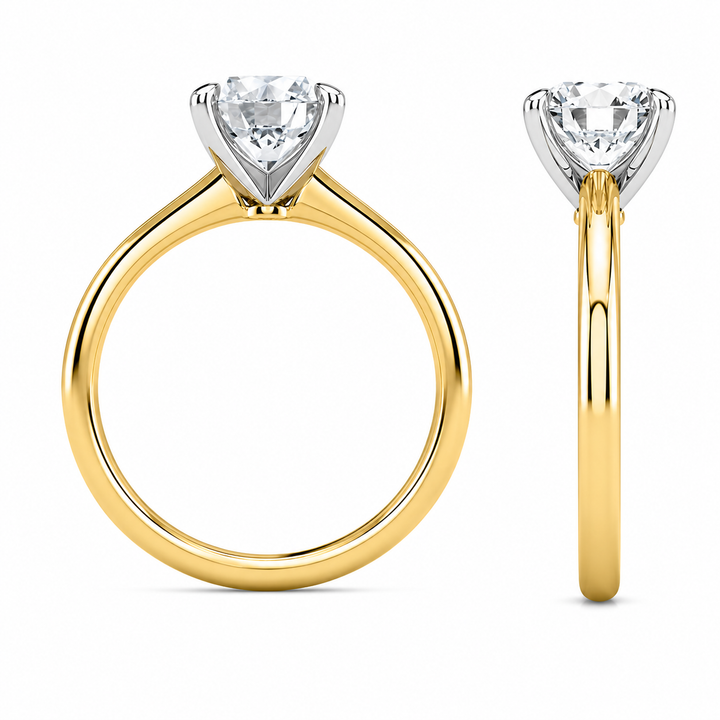 Women's 14K Yellow And White Gold 1.54 CTW Solitaire LAB Grown Diamond Engagement Ring